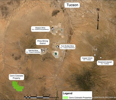 Figure 2. Location of the Cerro Colorado property and adjacent copper mining operations and deposits. (CNW Group/Millennial Precious Metals Corp.)
