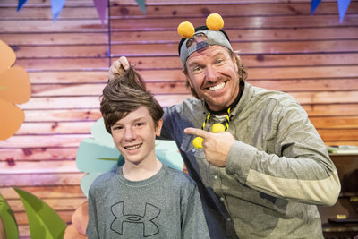 Chip Gaines and St. Jude patient Bailey connect in 2019 at a garden-themed patient event at St. Jude Children's Research Hospital with longtime St. Jude partner Target.