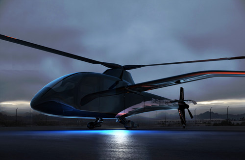 Rendering of the Piasecki PA-890 eVTOL Compound Helicopter, powered by the HyPoint turbo air-cooled hydrogen fuel cell system