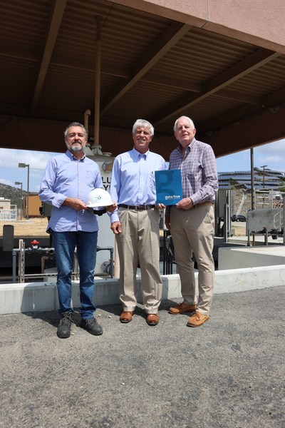 Gate 5 awarded $1.6 Million from California Energy Commission to Finance Demonstration. Ken Stedman Micro Media Filtrations; Don Bunts Santa Margareta Water District; Steve Delson CEO Gate 5 Energy Partners.