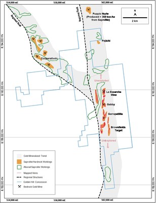 Figure 1: Map of Historical Workings at the Golden Hill Property (CNW Group/Mantaro Silver Corp.)