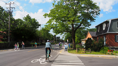 Projection de la future piste cyclable sur la rue Villeray (Groupe CNW/Ville de Montral - Arrondissement de Villeray - Saint-Michel - Parc-Extension)