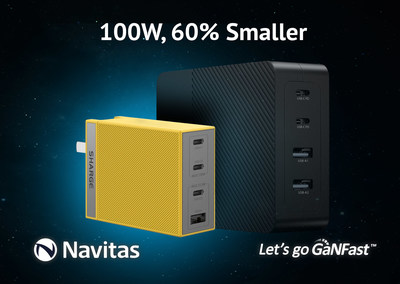 Navitas Semiconductor GaNFast in Sharge 100 W fast charger.