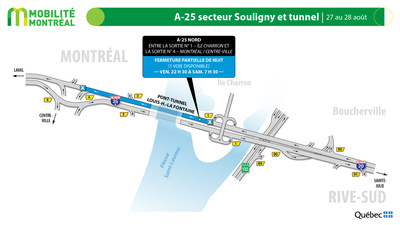 A25 nord - tunnel Louis-H.-La Fontaine, 27 aot (Groupe CNW/Ministre des Transports)