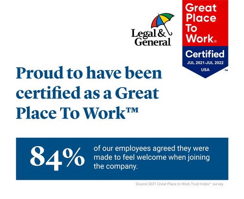 Legal & General America earns Great Place To Work™ Certification for Sixth Consecutive Year