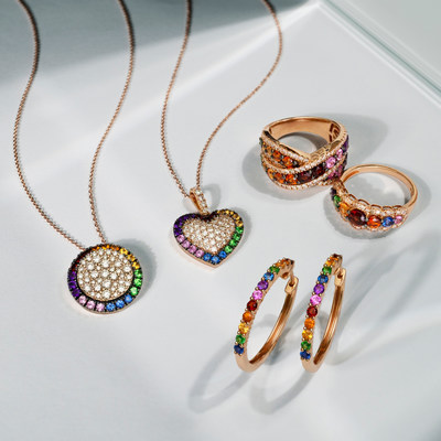POSITIVITY - Rainbows symbolizing rebirth, hope and pride are represented by carefully matched arrays of Le Vian gems, seamlessly blending together