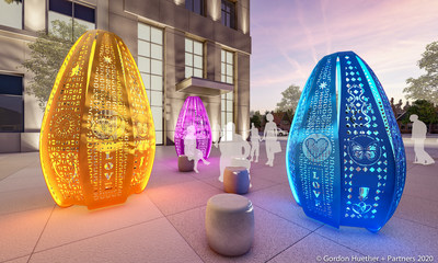Rendering of Artist Gordon Huether's "Luminaria" public art installation, an uplifting memorial for victims of gun violence, unveiled on August 28th, 2021 in Albuquerque, NM.