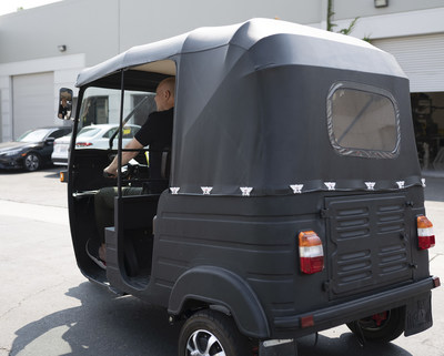 Power Global is manufacturing the eZee swappable battery to power two- and three-wheeled vehicles, including auto-rickshaws in India like the one shown here. Power Global also plans to introduce a retrofit kit that will enable the conversion of conventional light vehicles to electric.