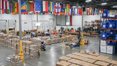 Shipments of medical aid depart Direct Relief's warehouse on August 30, 2021. The organization has committed inventory and funding for Hurricane Ida response as recovery continues. (Lara Cooper/Direct Relief)