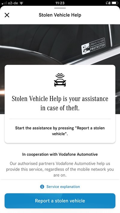 Mercedes Stolen Vehicle Help Screenshot (English)