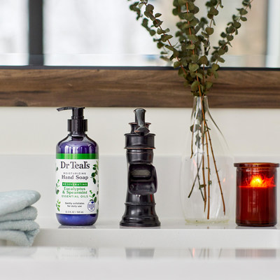 Figure 1: Dr Teal’s Moisturizing Hand Soap gently exfoliates and softens hands, available in four essential oil scents including lavender, eucalyptus & spearmint, coconut oil and citrus.