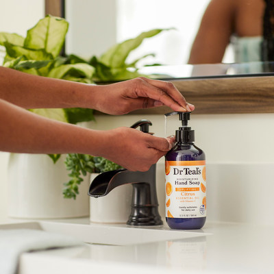 Figure 3: Dr Teal’s Moisturizing Hand Soap gently exfoliates and softens hands, available in four essential oil scents including lavender, eucalyptus & spearmint, coconut oil and citrus.