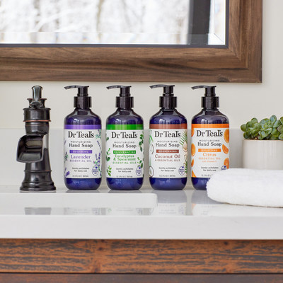 Figure 2: Dr Teal’s Moisturizing Hand Soap gently exfoliates and softens hands, available in four essential oil scents including lavender, eucalyptus & spearmint, coconut oil and citrus.