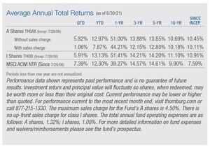 Thornburg Global Opportunities Fund Celebrates Anniversary with Top Percentile Morningstar Ranking in World Large-Stock Category over 15 Years