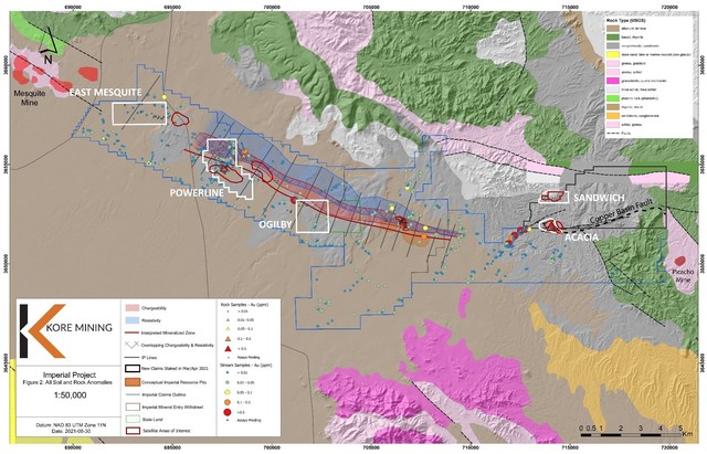 KORE Mining Discovers New Drill Target With Multiple Occurrences Of Visible Gold At Imperial 