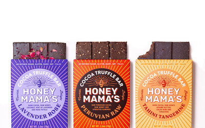 Three of Honey Mama's most popular flavor combinations, available at all Whole Foods locations nationwide: Lavender Rose, Peruvian Raw, and Tahini Tangerine.
