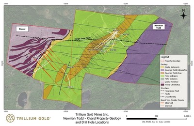 Figure 2:  Geology plan showing drillhole locations in this news release. (CNW Group/Trillium Gold Mines Inc.)