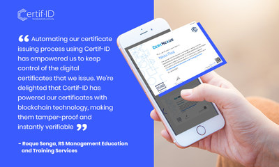 RS Management Education and Training Services issues digital certificates to graduates