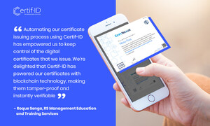 RS Management Education and Training Services issues digital certificates to graduates via Certif-ID