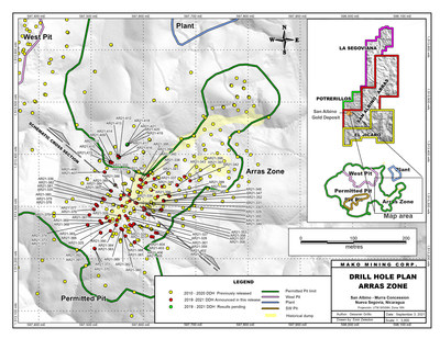 Drill Hole Plan Arras Zone (CNW Group/Mako Mining Corp.)