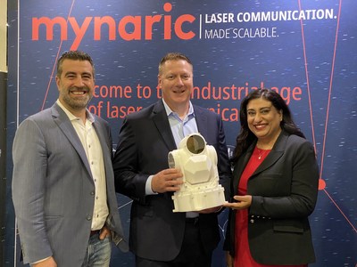 Pictured Left to Right: Bulent Altan, CEO of Mynaric, Dave Bettinger, CEO of SpaceLink, and Tina Ghataore, Chief Commercial Officer of Mynaric