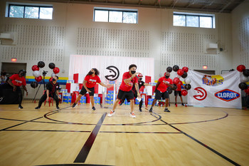 The Clorox brand and the Atlanta Hawks surprise students and faculty at Emma Hutchinson Elementary School in Atlanta, Ga. on Wednesday, Sept. 8, 2021 as a part of its program supporting superhero teachers, which is giving $1,000,000 to teachers through DonorsChoose along with $100,000 and a year’s supply of wipes for Atlanta Public Schools.