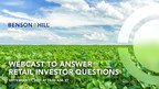 Benson Hill to Host Introductory Webcast and Q&amp;A for Retail Investors Interested in Learning More About the Sustainable Food Technology Company Driving the Plant-Based Food Revolution