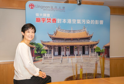 Prof Paulina Wong Pui-yun, Assistant Professor of the Science Unit announces her research on incense-burning temples’ impact on air pollution in Hong Kong (PRNewsfoto/Lingnan University (LU))