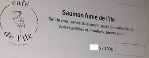 Absence d'informations nécessaires à la consommation sécuritaire de saumon fumé vendu par l'entreprise Héritage Saint-Bernard