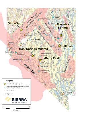 Figure 1. Regional Setting for the Betty Springs property plan (CNW Group/Sierra Grande Minerals Inc.)