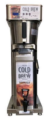 Ronnoco Beverage Solutions' rapid cold brew coffee technology continuously pumps water through the coffee grounds making ready to drink cold brew coffee in 60 to 75 minutes; whereas traditional cold brew coffee takes 12-24 hours to create.