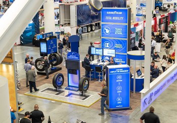 At the 2021 Technology & Maintenance Council Conference, Goodyear displays its full suite of innovative and unique Complete Tire Management solutions, which include CheckPoint, SightLine, Tire Optix, TPMS Plus and Fleet Central. (Jessica Yanesh for Goodyear)