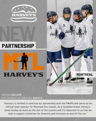 Montreal's PWHPA team to be named Team Harvey's for Upcoming Season (CNW Group/Harvey's)