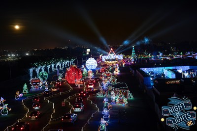 The Night of Lights OC experience guides guests through a mile-long drive-thru course filled with more than one million lights, themed holiday scenery and immersive vignettes, animated light shows, snow flurries and tunnels synchronized to music, special effects, interactive characters, and more.
