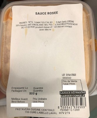 Sauce rose (Groupe CNW/Ministre de l'Agriculture, des Pcheries et de l'Alimentation)