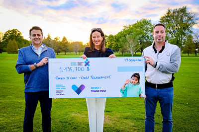 The Montreal Children's Hospital Foundation raises a record $1,135,700 during the 25th Anniversary of its Golf Tournament. Deep Khosla, President of Honour, Montreal Children's Hospital Foundation Golf Tournament, Rene Vzina, President, Montreal Children's Hospital Foundation and Mark Pathy, Chair, Montreal Children's Hospital Foundation Golf Tournament (CNW Group/The Montreal Children's Hospital Foundation)