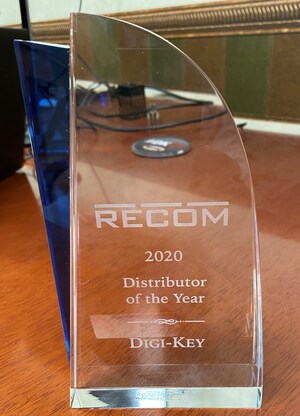 Digi-Key Electronics Named Distributor of the Year by RECOM Power