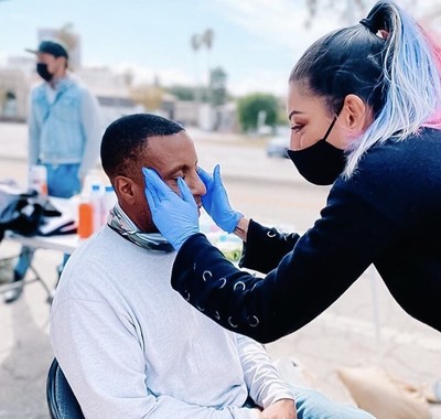 Yasmin Qartoumy, an esthetician who has leveraged her expertise in skincare to connect with the Los Angeles homeless population by providing them with facials, pedicures, and more.