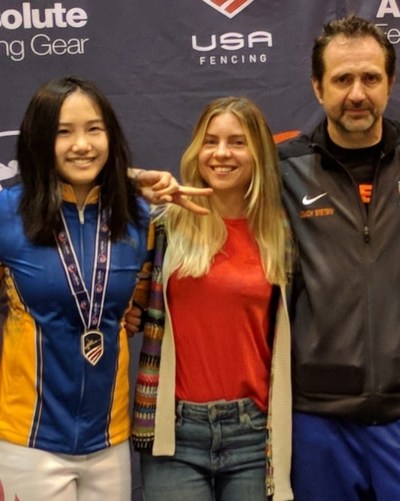Sapphira with the world's best coaches - Olympic Gold medalist Galya Pundyk and USA Olympics Coach Oleg Stetsiv