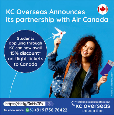 Students who make the flight bookings on or before 31st October 2021 and schedule their travel to Canada on or before 31st December 2021 will be able to avail the discount (PRNewsfoto/KC Overseas Education)