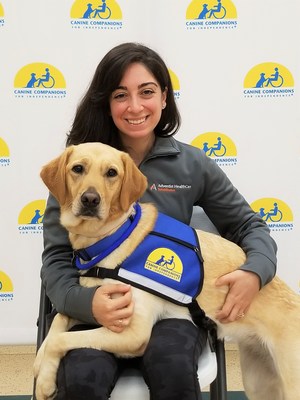 Facility Dog, Peru, with her handler, Dr. Heather Tropiano with Adventist HealthCare Rehabilitation, after their training together with Canine Companions.