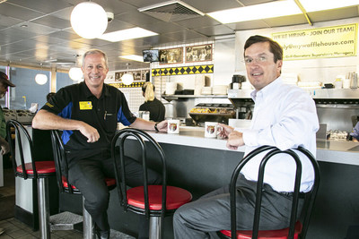 Waffle House President & CEO Walt Ehmer shares a cup of coffee with Royal Cup Coffee & Tea President & CEO William 