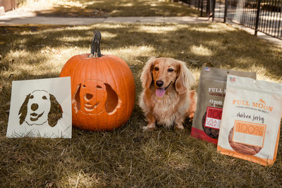 Winners of the Full Moon Pup-O’-Lantern Sweepstakes will receive a custom, one-of-a-kind stencil of their dog’s face that they can use to carve or paint their pumpkin for Halloween this year, along with some tasty Full Moon treats for their pet.