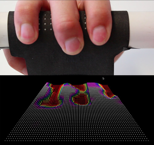 Note Touch and Visualizer: Recorded pressures created from three fingers on a curved surface.