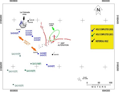 Map of San Javier Drill Holes (CNW Group/Tarachi Gold Corp.)