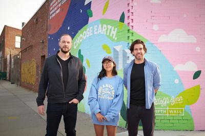 Fifth Wall's Brendan Wallace and Greg Smithies are pictured alongside muralist Steffi Lynn.