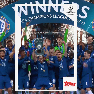 Commemorative card/sticker of the consecution of the 2020/2021 UEFA Champions League by Chelsea Football Club.