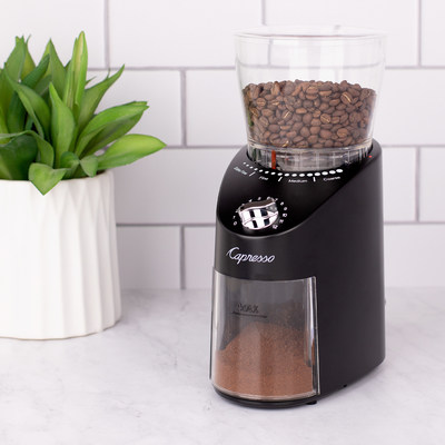 Capresso Infinity PLUS Conical Burr Grinder offers 16 grind setting from extra fine, fine, regular and coarse.