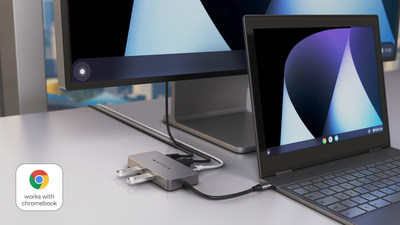For Large Scale Businesses and Education Systems<br />
Look no further than the HyperDrive 14-port USB-C Docking Station for Chromebook</p>
<p>With 14 powerful port selections, it’s the ultimate in enterprise connectivity whether you need to connect through HDMI, DisplayPort, USB-C, USB-A or Gigabit Ethernet.</p>
<p>Don’t worry about having to install cumbersome software or drivers. Ease of use is everything. That’s why this USB-C docking station has plug and play capabilities. Just connect and you’re ready to go