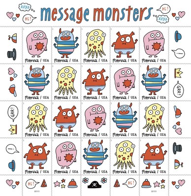 Message Monsters Forever stamps